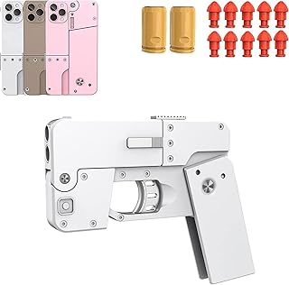 Cellphone Transforming Folding Soft Bullet Gun Toy, Shell Ejecting Toy Gun with Two Bullet Cases and Ten Bullet Heads for Age of 6 7+ Years Old Kid Boys Girls (White)
