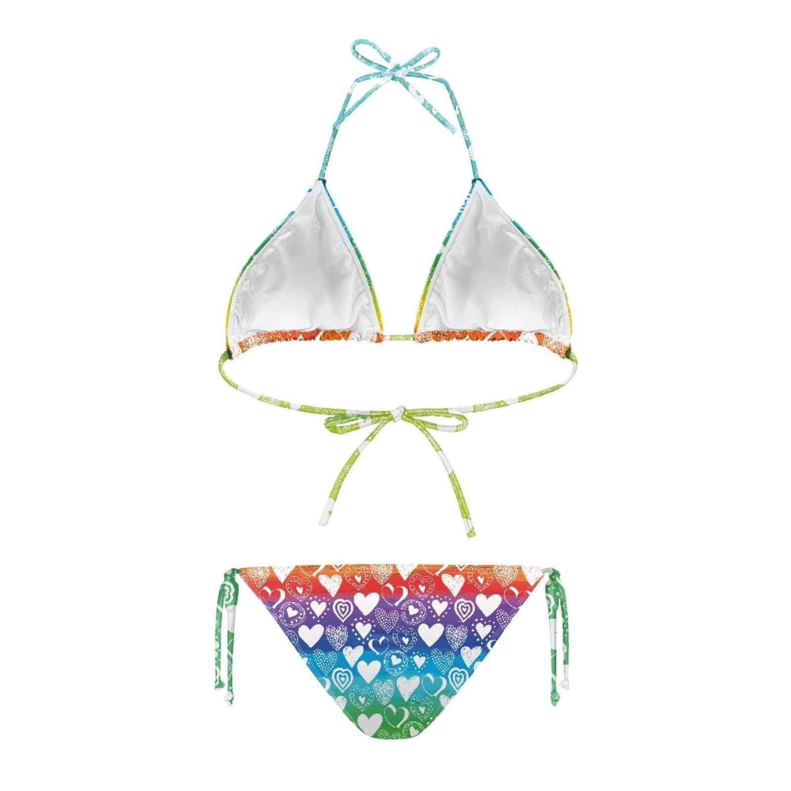 YEXIATODO Tie Side Lady Womens String Bikini Cute Bikinis for Women Plus Size Stripes Swimwear Sexy Halter Thong Bikini Tie Two Sides Bottom for Beach Vacation Sunbathing,X-Large