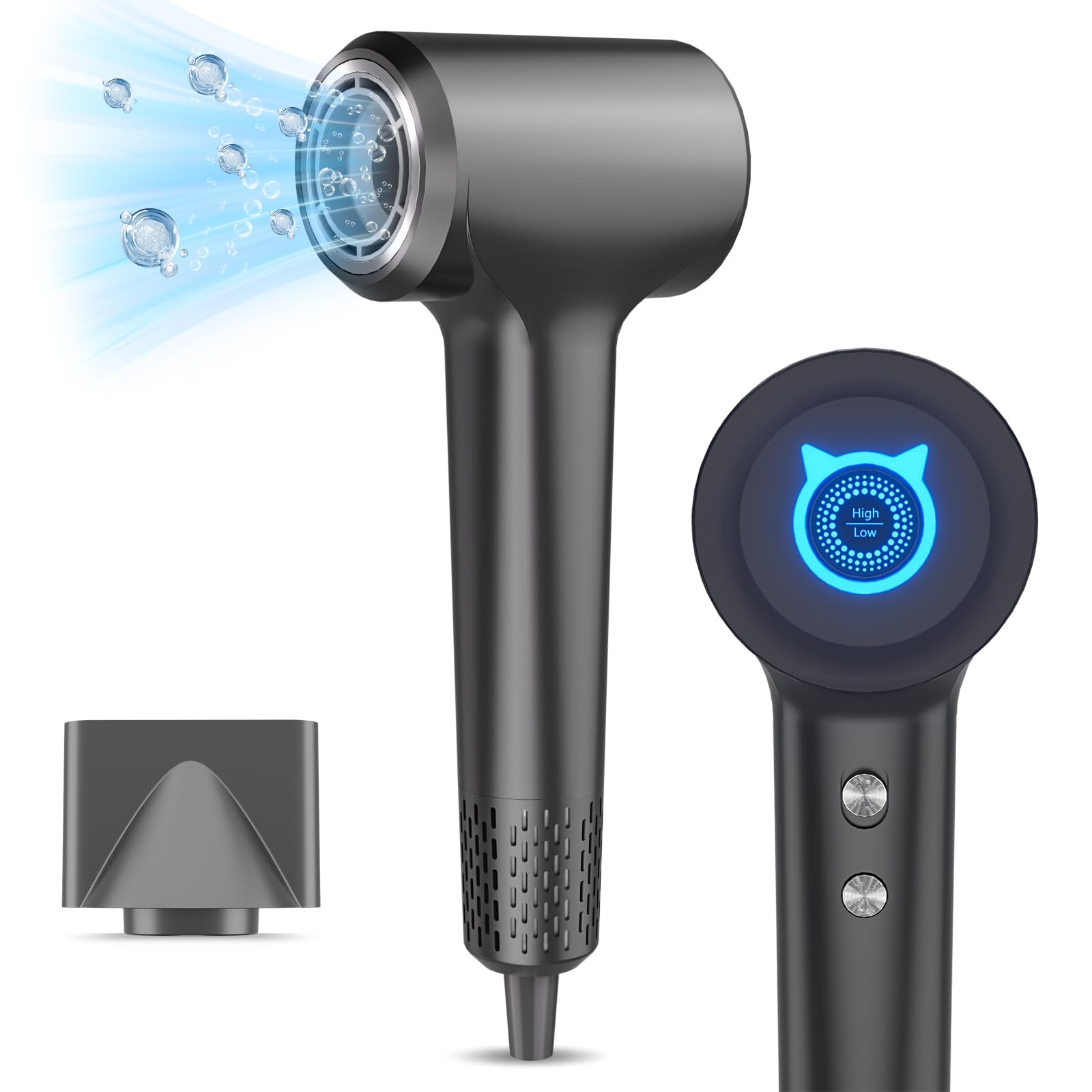 Secador de Pelo Iónico Profesional, 200 Millones de Ionico Negativos, Motor Sin Escobillas de 110.000 RPM,Secador de Pelo de 57 dB, Secador pelo ionico viaje talla