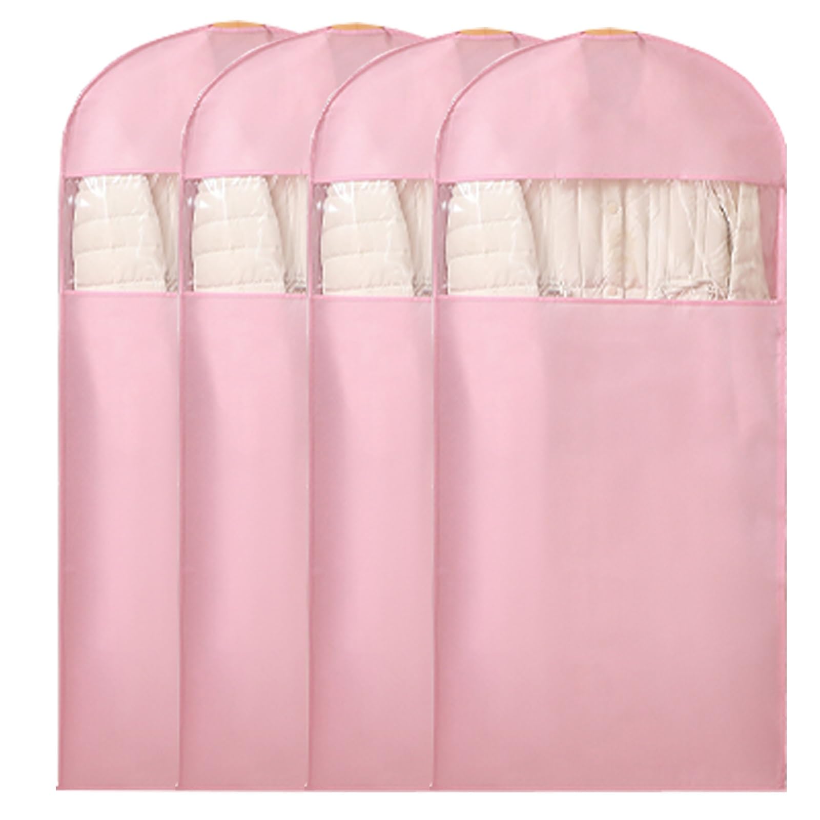 Funda Ropa para Colgar con Cremallera Lateral, Paquete de 4 Funda Abrigos con Ventana Transparente para Abrigos, Chaquetas, Camisas(60 * 130CM/24 * 51IN)
