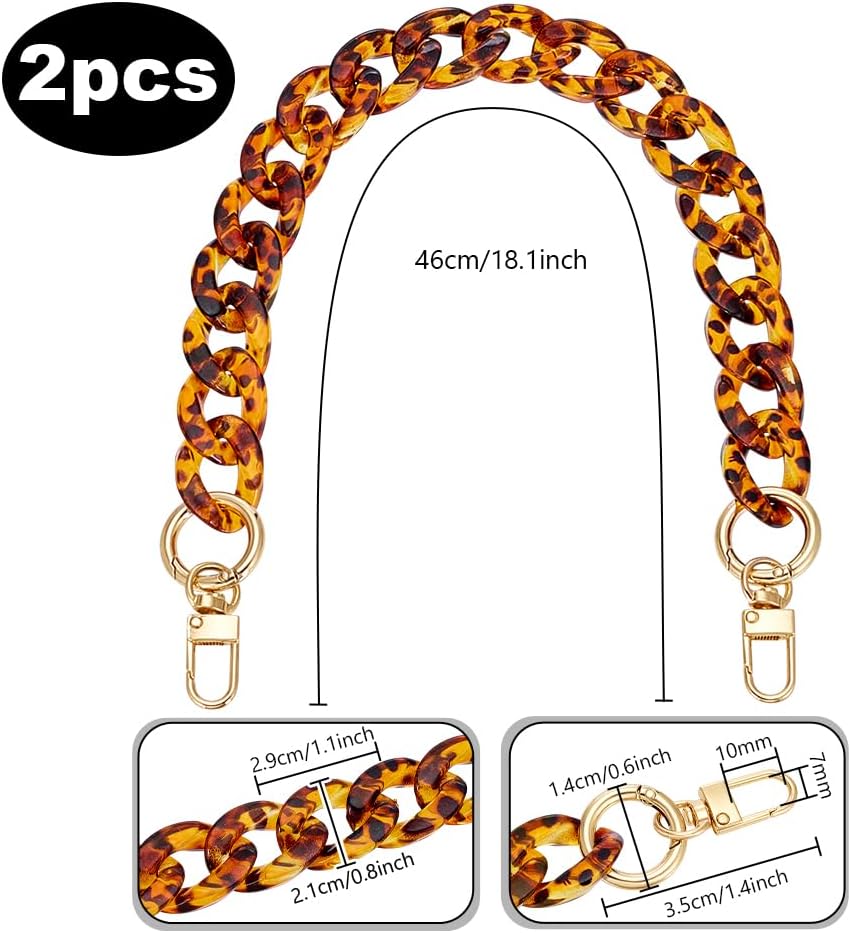 PH PandaHall 2pcs Resin Purse Bag Handle, 18 inch Bag Chain Charm Decoration Chains Purse Bags Handles for Handbags Replacement Shoulder Straps Purse Handles Extender Charms - Image 2
