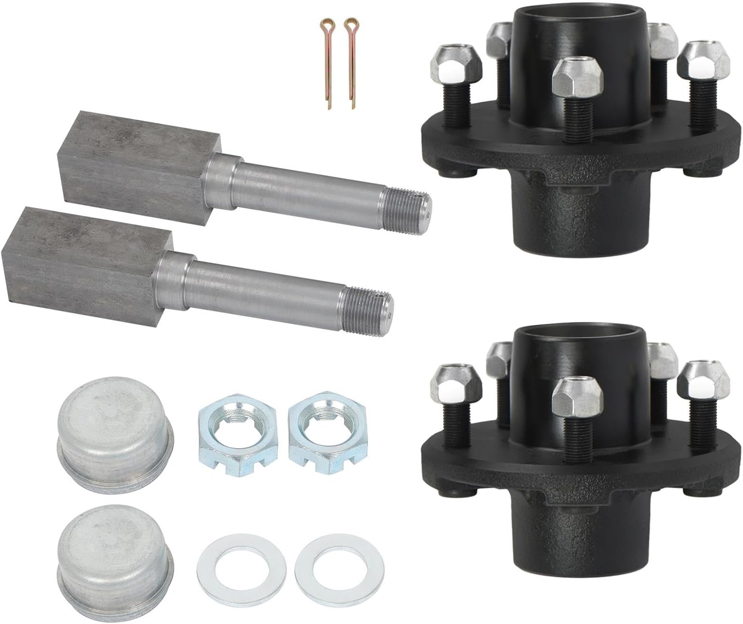 labwork Pre-Assembled 5 on 4.5 Inch Trailer Hub Bearing Kit with 1 Inch Square BT8 Spindle Set of 2