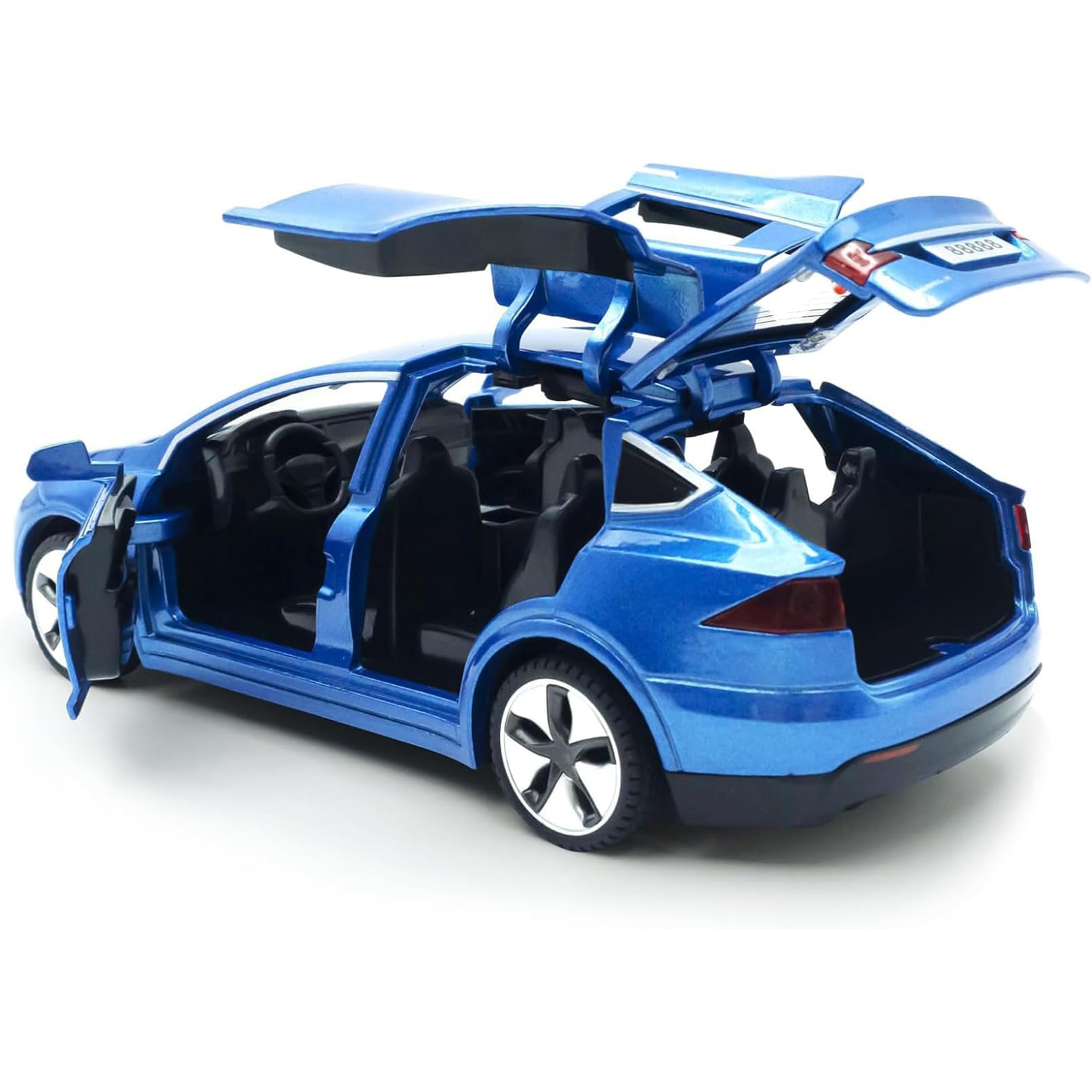 Tesla Model X 1:32 Modellino, Giocattolo Elettronico in Lega Pressofusa con Funzione di Arretramento, con Luci e Musica, mini Veicolo Giocattolo come Regalo per Bambini (Blu)