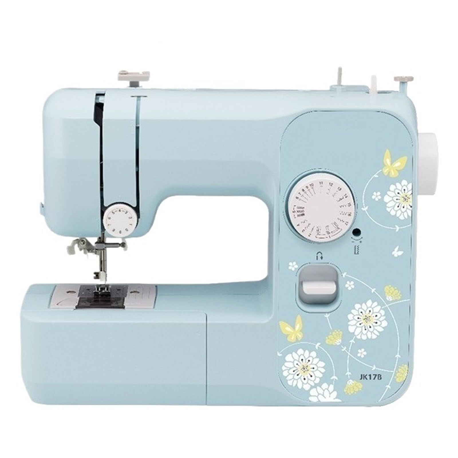 Máquinas de Coser eléctricas portátiles domésticas, multifuncionales, pequeñas, con Puntada Plana Simple, para Bordado, potentes, silenciosas y estables.,Blue