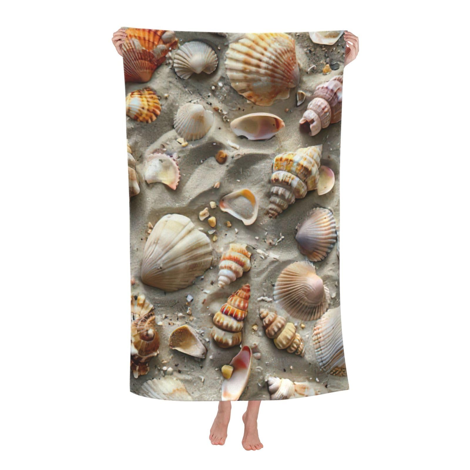 Toalla de playa cómoda de secado rápido con diseño de conchas marinas unisex