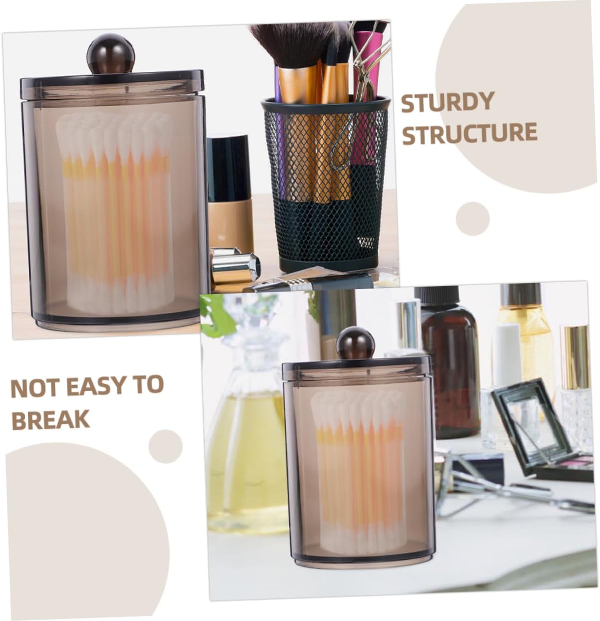PRETYZOOM 3sets Bathroom Cotton Swab Holder Storage Jars Cotton Pad Dispenser Organizer Countertop Storage 3pcs*3