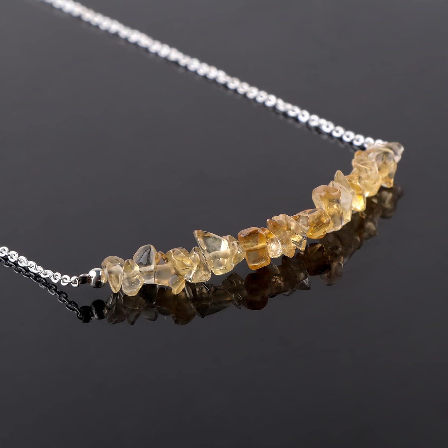 Natural Gemstone Chips Choker Necklace for Woman| Silver Plated Gem-stone Necklace | Chip 2–3 mm | Adjustable Chain 16+2 Inch - Image 2