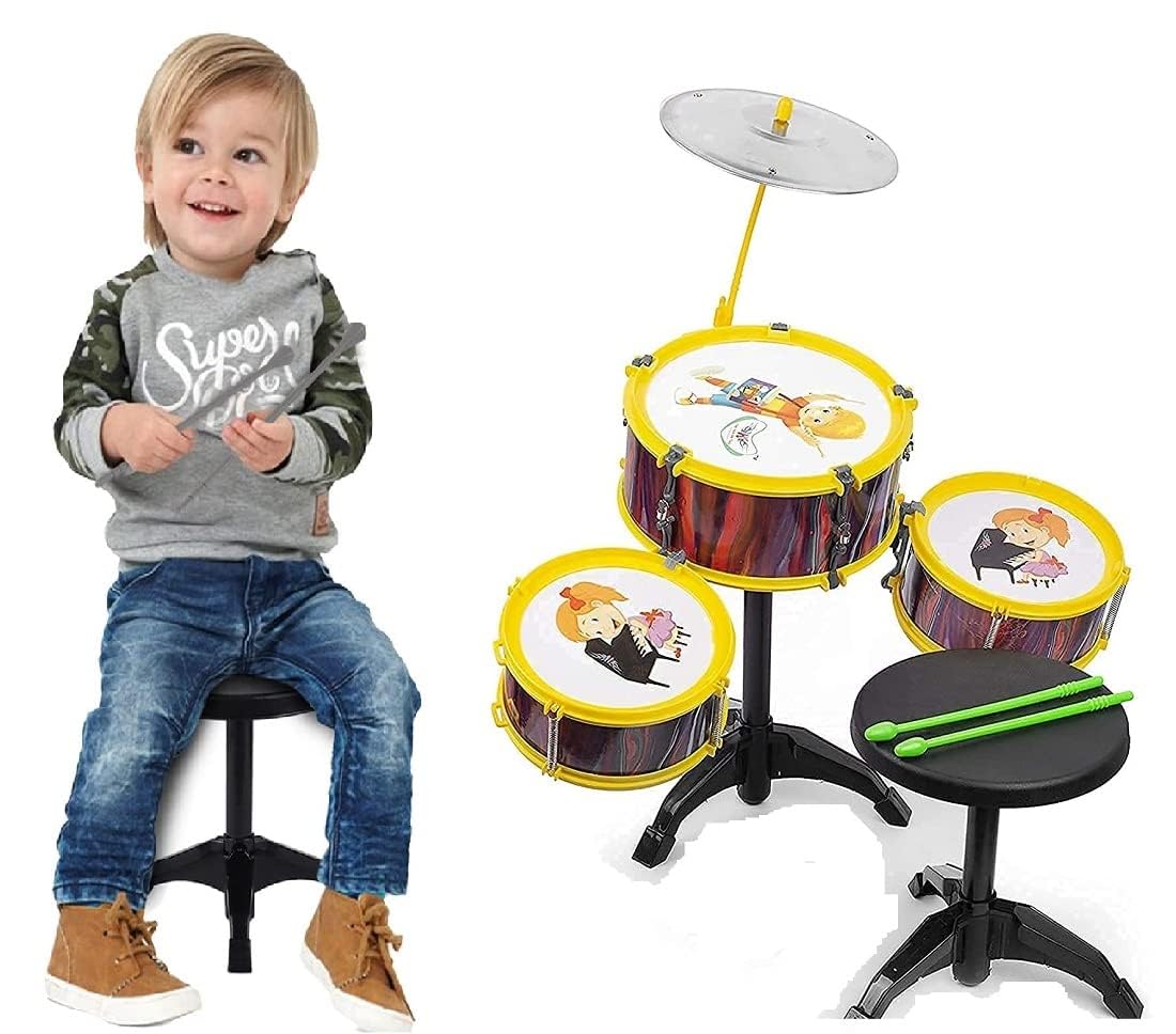 BOXO Kids Drum Set Musical Instruments Jazz Rocking Drum Kit with Stool, Cymbal, 1 Big Drum, 2 Small Drums, 1 Band Stand-Perfect Gifts for Toddler Kids (B0DG2MSCYZ) Amazon Price History, Amazon Price Tracker