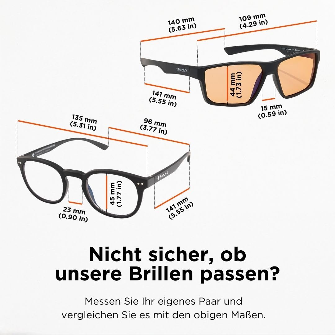 Horus X • Blaulichtfilter Brille Herren Damen | Blue Light Glasses | Gegen Ermüdung & Augenbelastung | Office & Gaming Brille