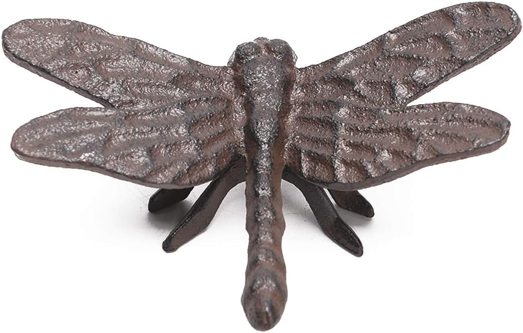 BRASSTAR Cast Iron Dragonfly Statue Ornament Garden Art Spirit Animal Figurine Home Office Desk Decor Handmade Gifts PTWQ004