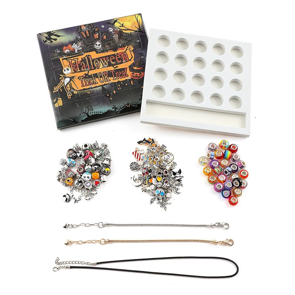 Halloween Charm Bracelet Advent Calendar,20-Day Unique DIY Bracelet Jewelry Countdown Box, Spooky & Fun Halloween Gifts - Image 4