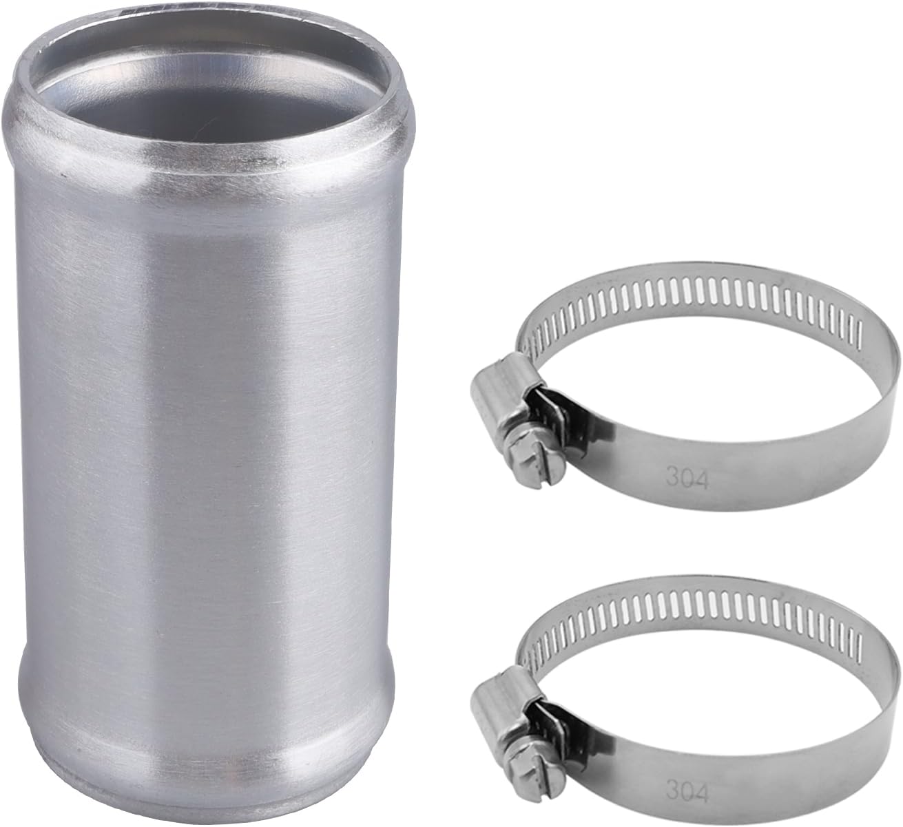 AC PERFORMANCE 4" (102mm) OD Aluminum Alloy Hose Joiner Silicone Pipe Connector Bead, 4" Length with 304 SS Clamps, Pack of 2