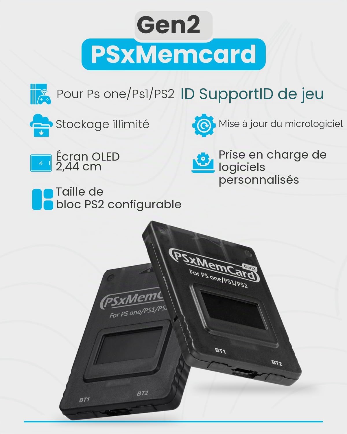 PSxMemCard Carte mémoire de Jeu Haute pour Console PS2/PS1/PS One