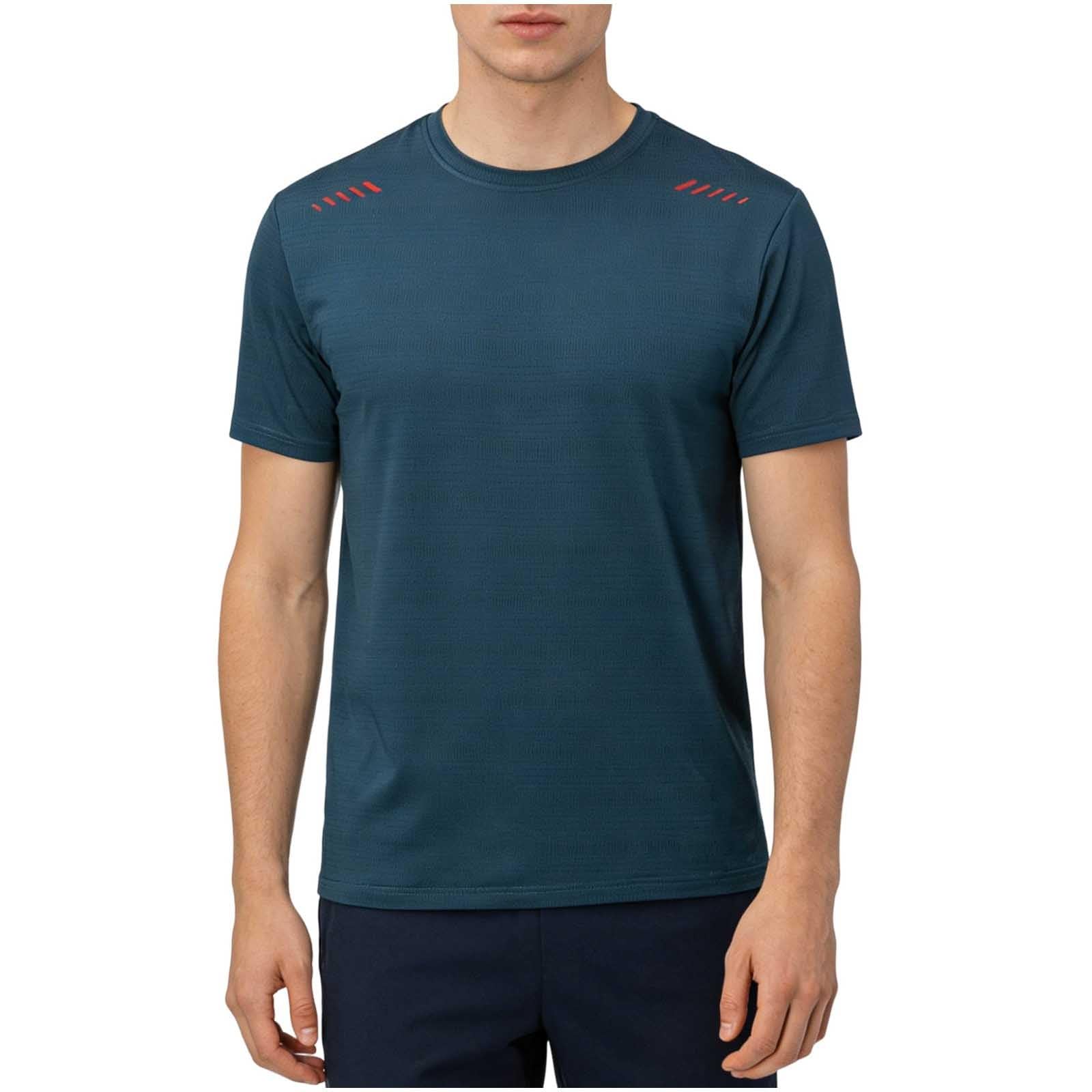 Tshirt Herren Sommer Übergrößen Funktionsshirt Slim Fit Shirt Einfarbig Activewear Weich Wandershirt mit Rundhals Freizeit Laufshirt Sportshirt Kurzarm für den Sport Blau 4XL