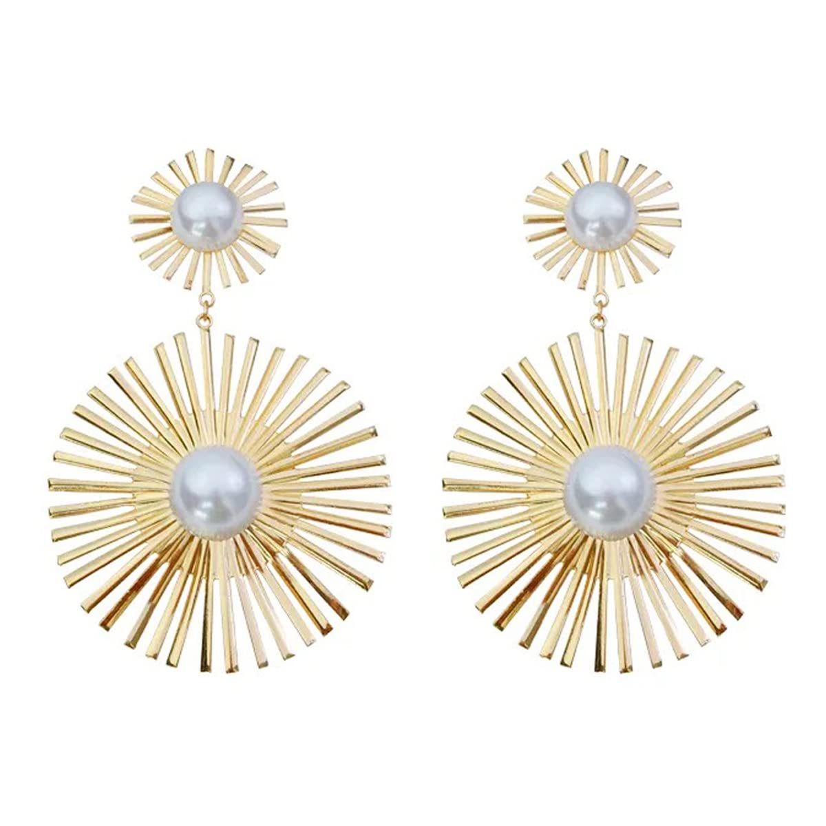 Jewels Galaxy Gold Plated Dual Sun Shaped Korean Pearl Drop Earrings (FMYN-ERG-35763) (B0C5RT4GL4) Amazon Price History, Amazon Price Tracker