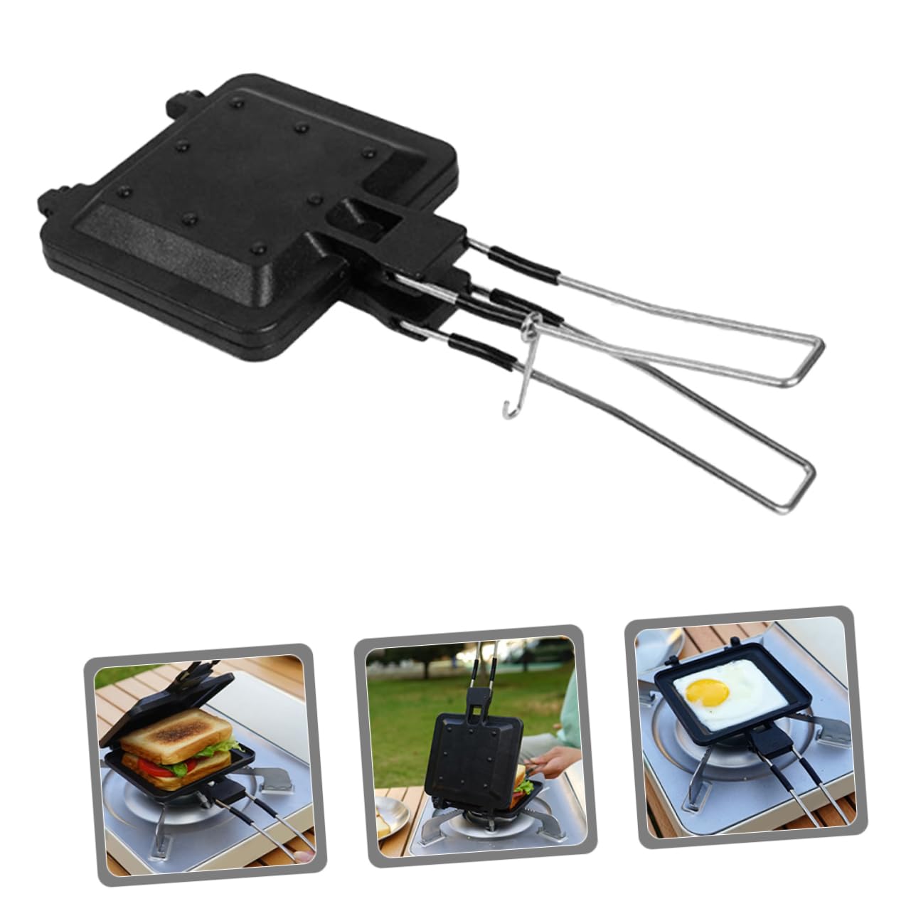 Cabilock Poêle Antiadhésive Double Face À Poignée Ergonomique Pour Sandwichs Et Machine À Sandwichs Presse À Sandwich Gadget De Cuisine Plaque De Cuisson À