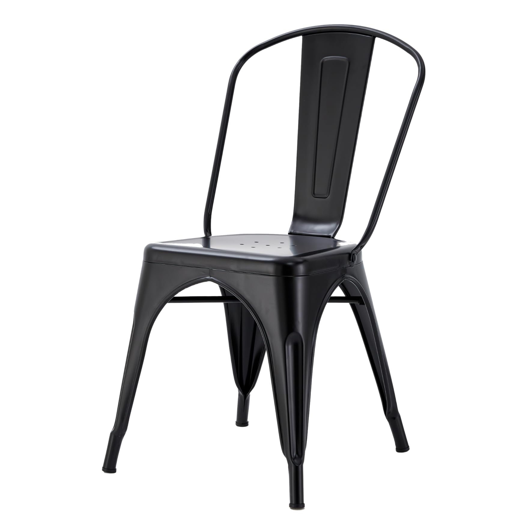 Durabull - Tolix Style Metal Dining Chair – Industrial Stackable Steel Bistro Chair with Powder-Coated Finish for Kitchen, Cafe & Patio (Black, Single)