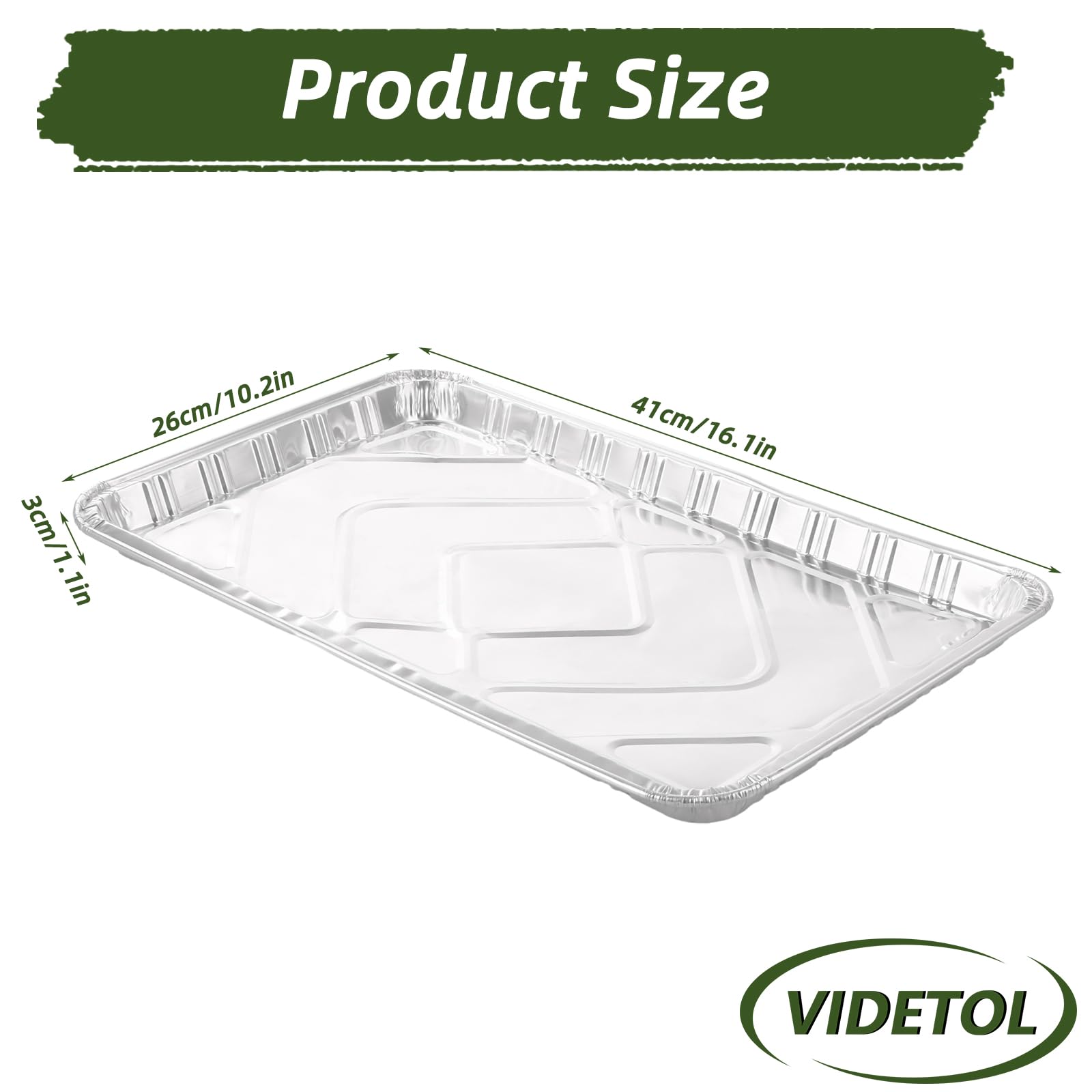 Große Einwegschalen aus Aluminiumfolie, 41 x 26 x 2,5 cm, 1500 ml, Catering-Tabletts, Lebensmittelbehälter zum Backen, Braten, Grillen und Kochen, 25 Stück