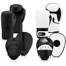 Boxing Gloves and Focus Mitts Set, Boxing Training Gear for Men Women, Punching Mitts, Kickboxing, MMA, Muay Thai, Sparring Gloves with Wrist Support