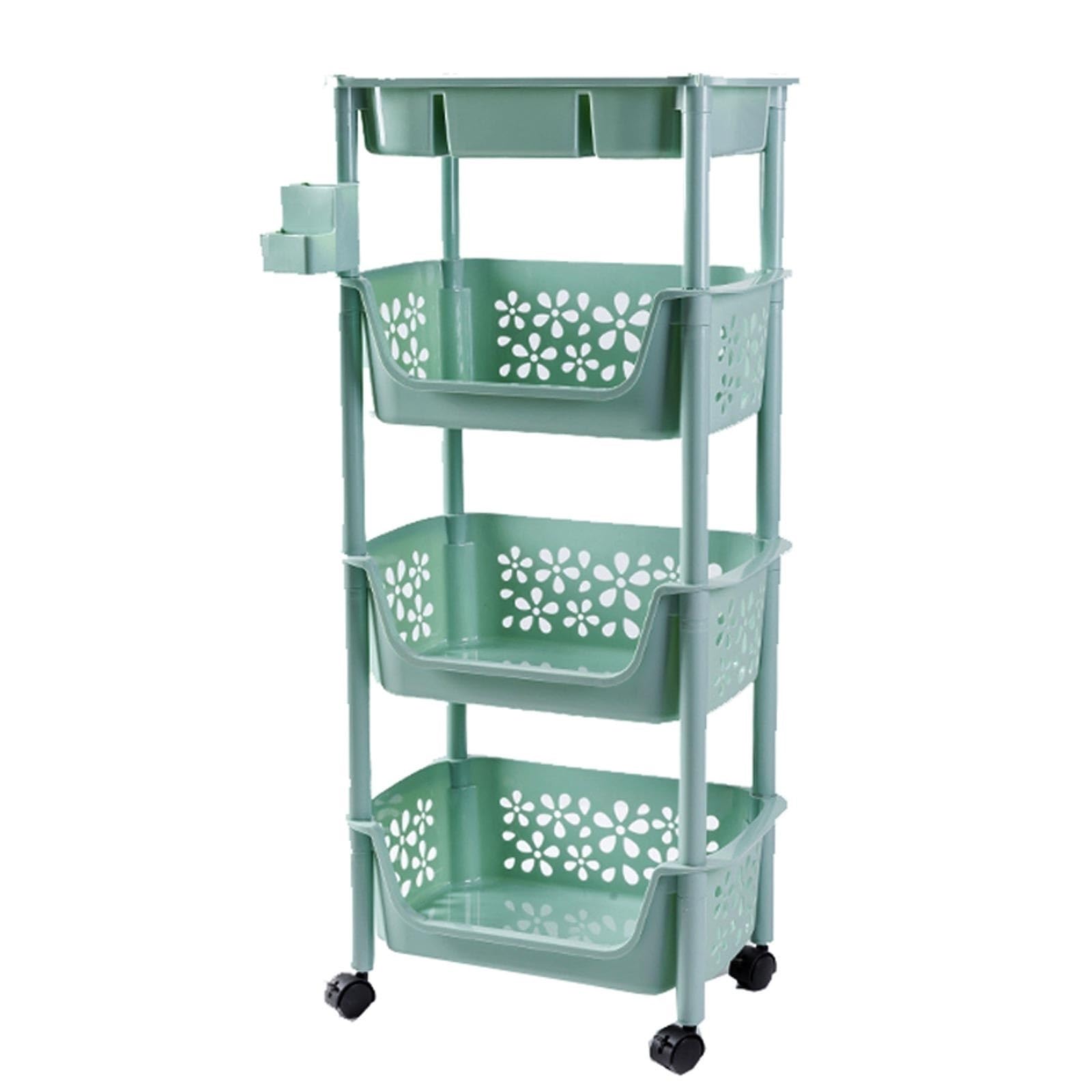 Armadietto Dispensa Scaffale da cucina a 4 livelli con base su ruote Scaffale da scaffale Scaffale da cucina multistrato Scaffale da cucina in plastica Organizzatori E Contenitori Per La Cucina