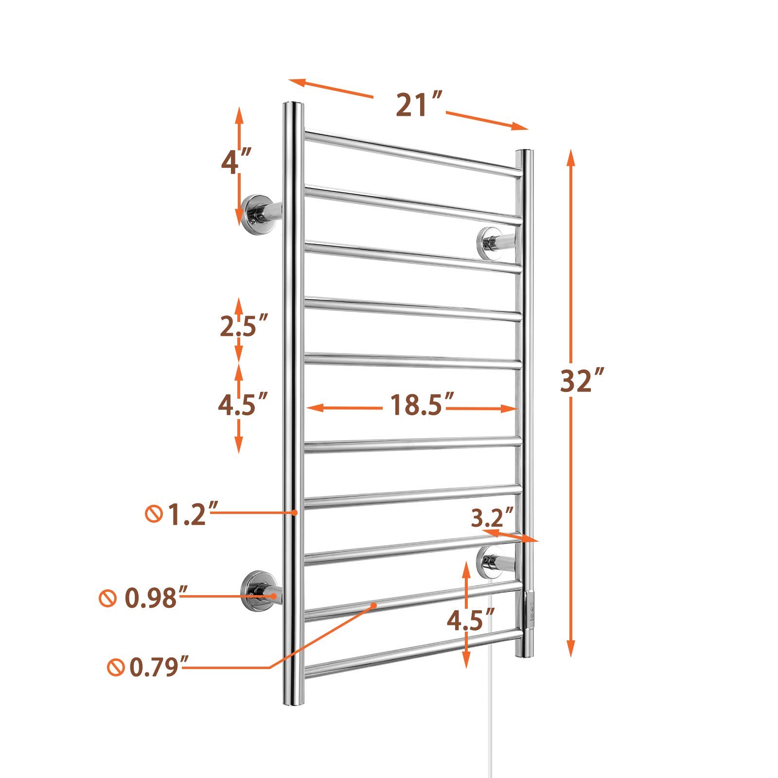 KEY TEK Heated Towel Warmer for Bathroom, Wall Mounted Hot Towel Racks