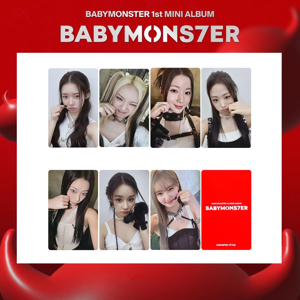 Ariesxin 7Pcs/Set KPOP BABYMONSTER Album BABYMONS7ER Photocard