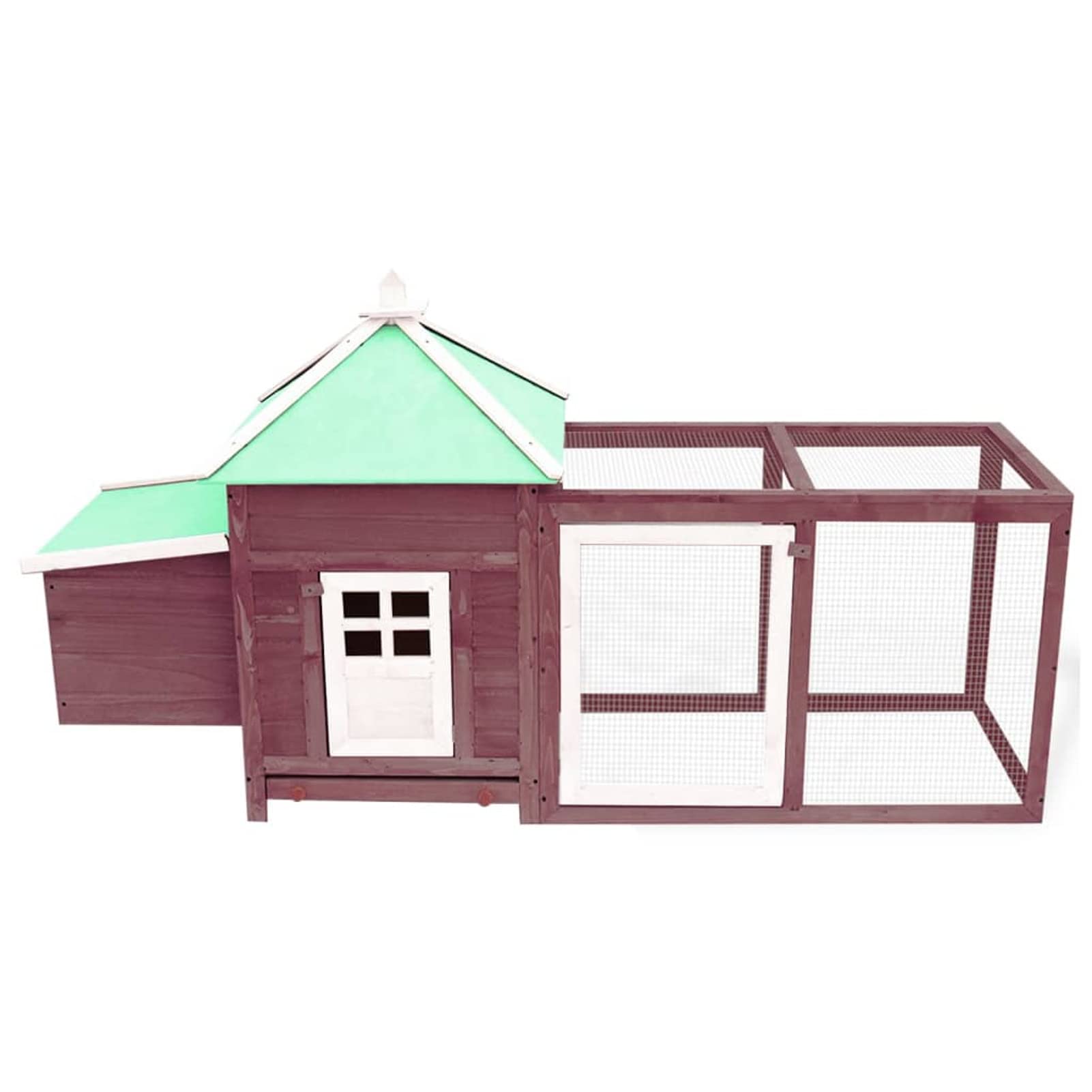 Homgoday Gallinero con caja nido moca de 190 x 72 x 102 cm, madera maciza de firma, gallinero y corral, jaula para gallinas, patos, conejos, perros, jaula de aves de corral