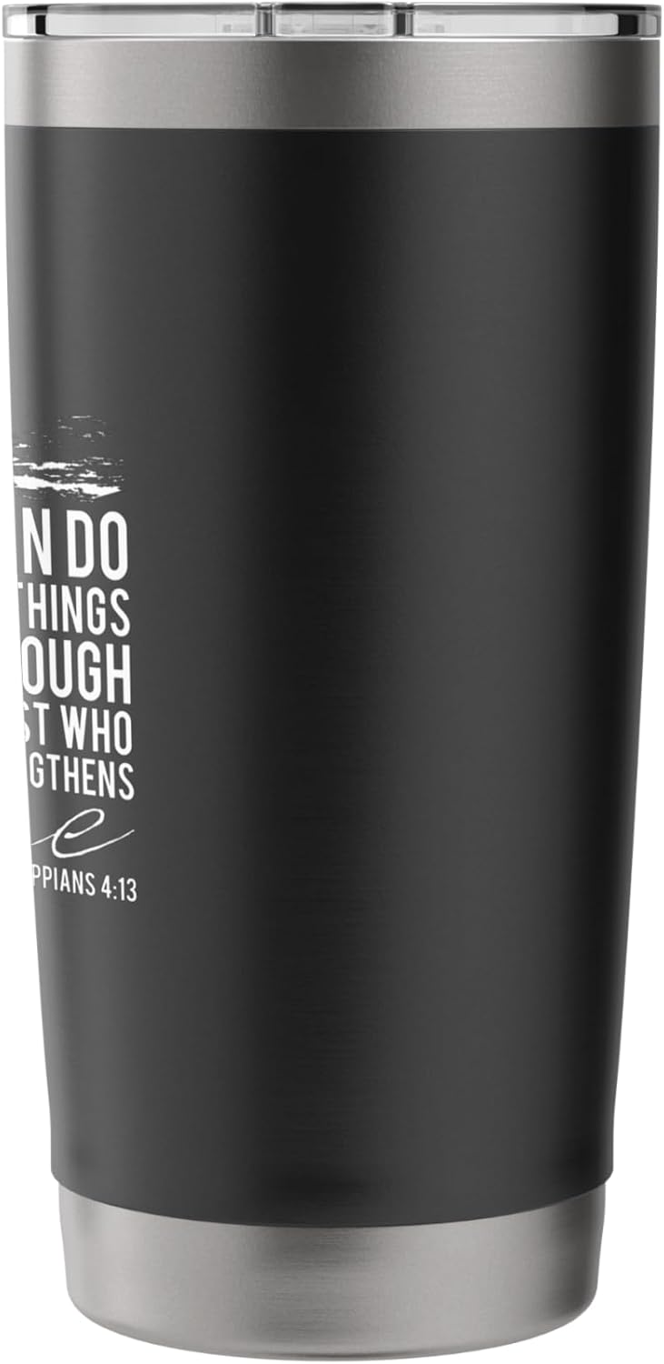 Christian Verse Philippians 4:13 Cross Coffee Tumbler 20 oz Stainless Steel Insulated Tumbler - Image 2