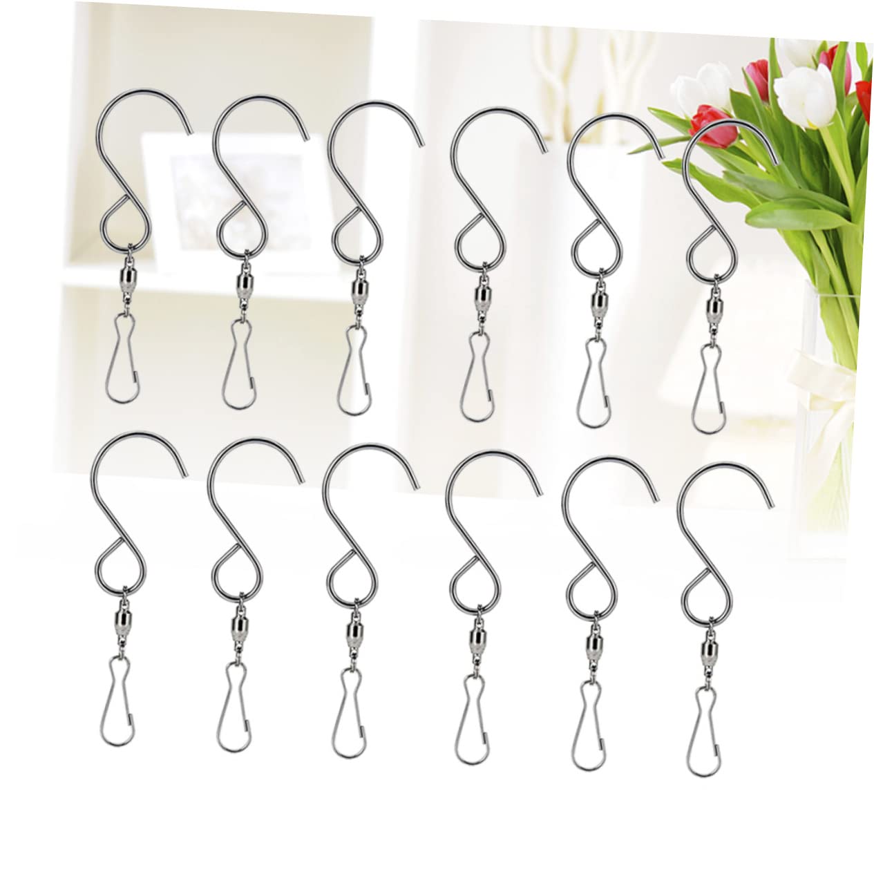 FONDOTIN Rotary Hooks 16pc Stainless Steel s Hooks for Wind Chimes Rotating Hangers Kitchen Office