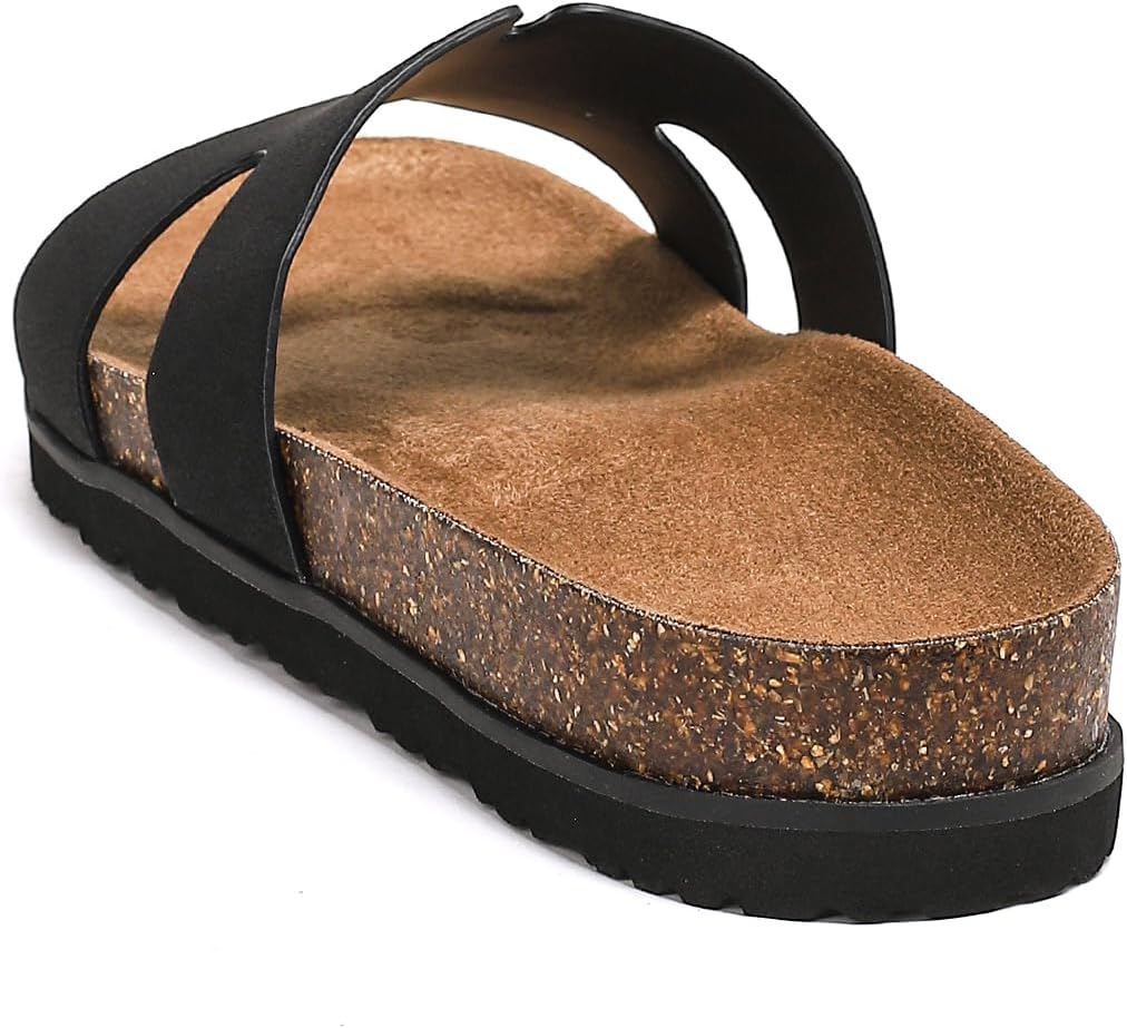 Women's Cork Footbed Slides with Arch Support,Comfortable Summer Beach Vacation Sandals for Women,Memory Foam Outdoor Flat Sandals - Image 6