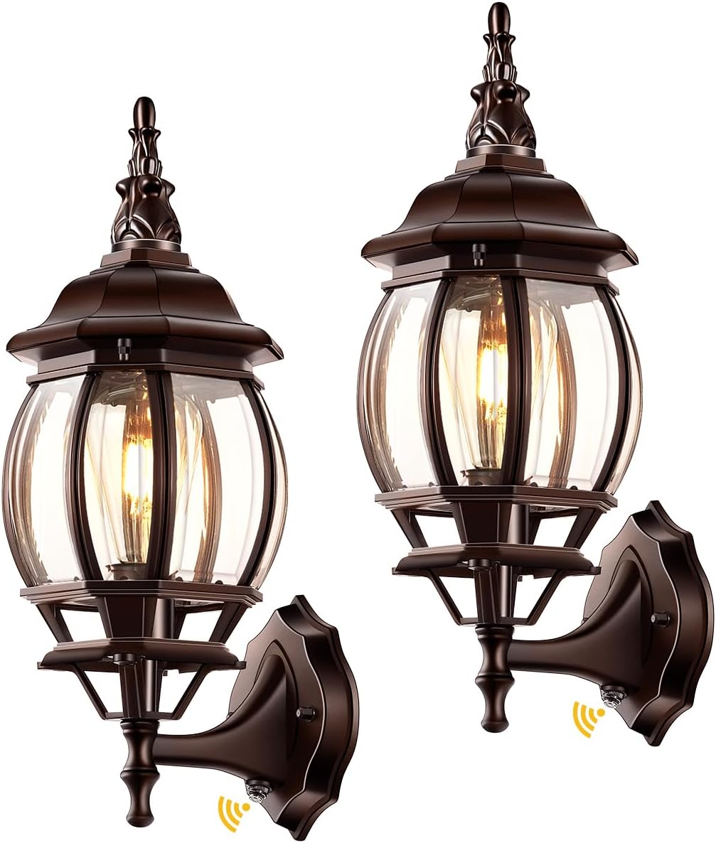 VIANIS 2-Pack Oil Rubbed Bronze Dawn to Dusk Outdoor Light, Outside Lighting Fixtures for House, 100% Aluminium Exterior Porch Lights Wall Mount, Modern Garage Sconce Lights Outdoor Wall Lantern Lamps