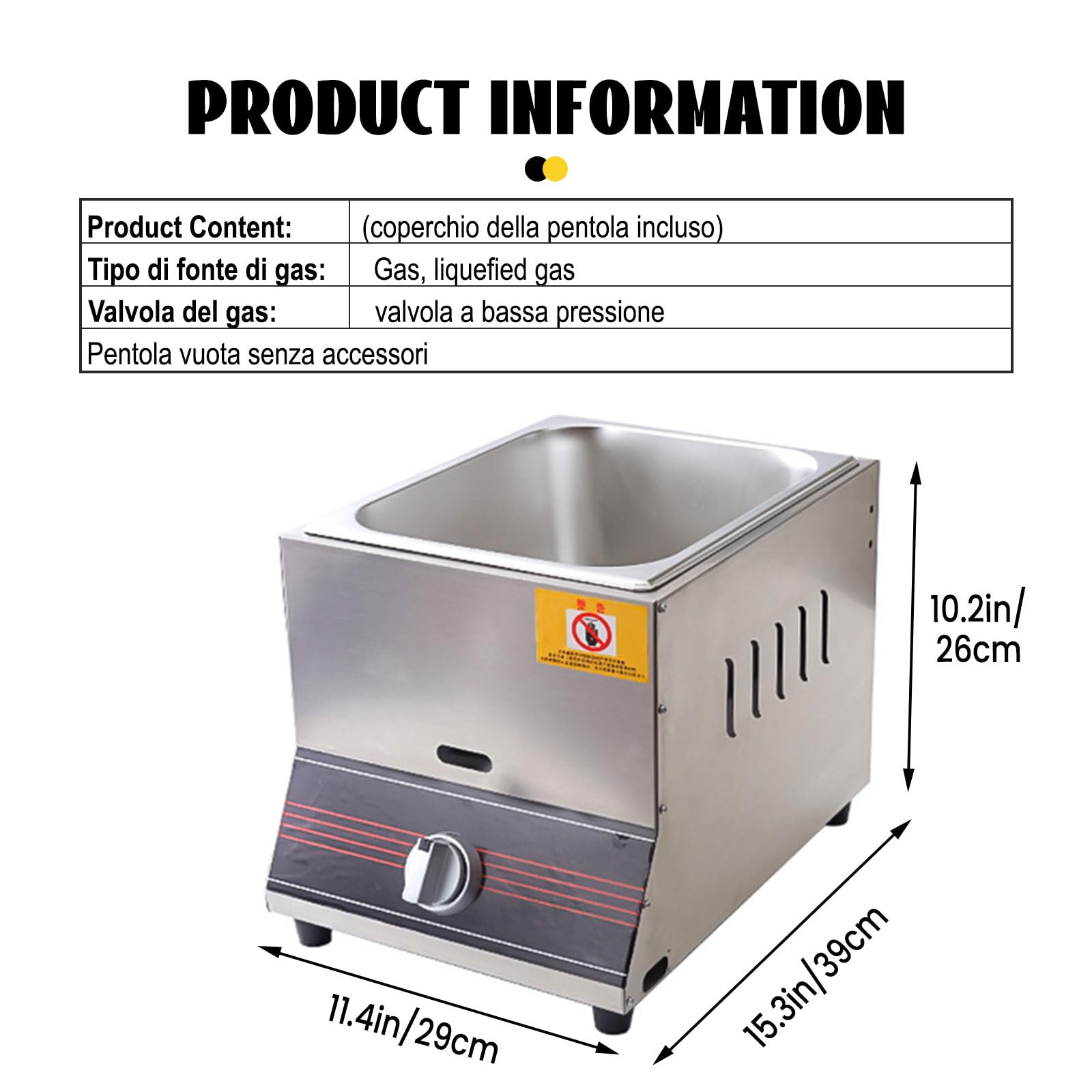 Friggitrice A Gas Professionale,Friggitrice Professionale A Gas,Potenza di Fuoco Regolabile,L'Acciaio Inossidabile è Facile da Pulire E Adatto Sia all'Uso Domestico Che Commerciale 29 * 39 * 26cm