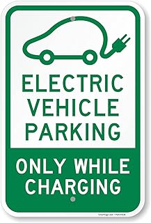 SmartSign 18 x 12 inch “Electric Vehicle Parking - Only While Charging†Metal Sign, 120 mil Aluminum Composite (ACM), Engineer Grade Reflective Material, Green and White