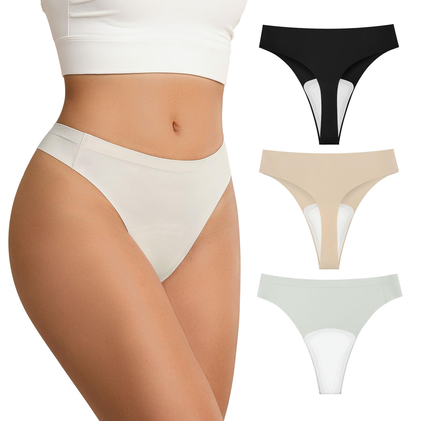 Wezest Seamless Workout Thongs for Women Invisible Thong Panty Liners G-String Thongs Underwear