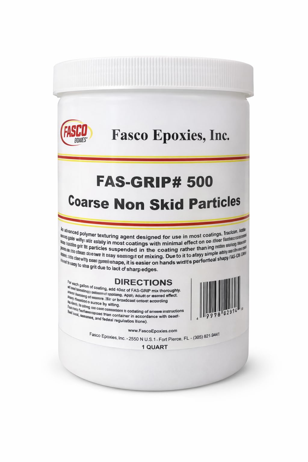 Fasco Epoxies Non-Skid Paint Additive - Quart for 5 gallons - COARSE Anti-Slip Particles Fas-Grip