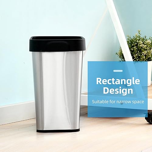 Miniatura 4 de Paquete de 2 cubos de basura de acero inoxidable de 2 galones, cubo de basura con parte superior abierta, 7 x 10 x 11 pulgadas, cubo de basura