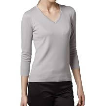 Leonis [ XXS XS S ] Womens Quality & Simple 3/4 Sleeve Top U Neck/V Neck