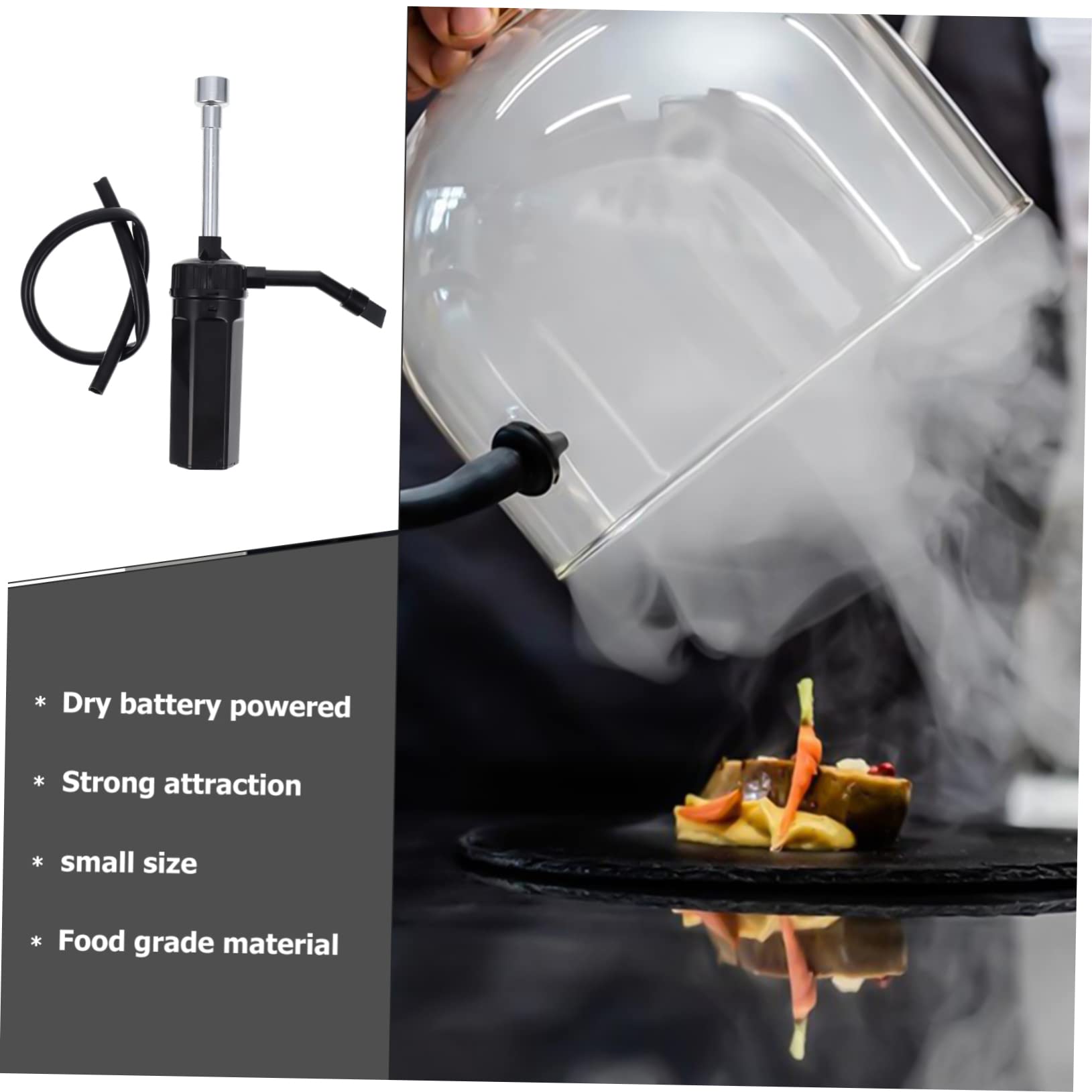 GANAZONO 1Pc Portable Food Smoker with Extension Tube for Home Kitchen Bar and Outdoor Cooking Reusable Smoker for Salmon Bbq and Picnics Black Color