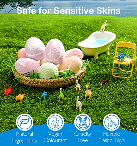 Shinowa 9 Pack Bath Bombs With Surprise Toys Inside, 2.9 Lbs Large Organic Bath Bombs For Kids, Bath Bombs Gift Set With Dinosaur Toy Inside, Natural Handmade Fizzy Balls Kit For Kids, Boys, Toddlers #TOP4