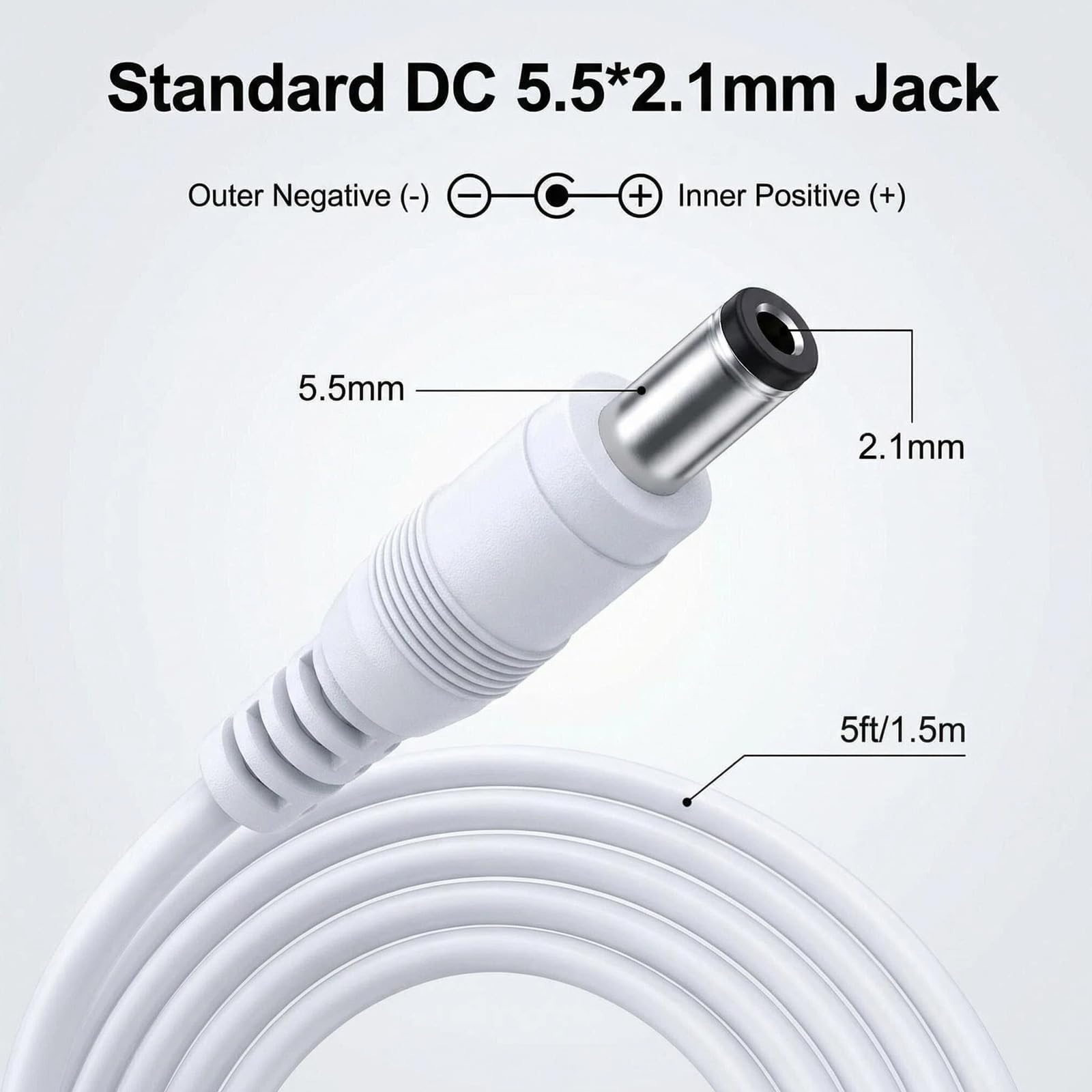 24V 1A Fuente de Alimentación Universal para Tiras LED, Adaptador 24W de Transformación AC 200-240V a DC 24V con Cable 1,5m, Enchufe EU, Conector DC 5,5 x 2,1mm, Cargador 24v — view 3