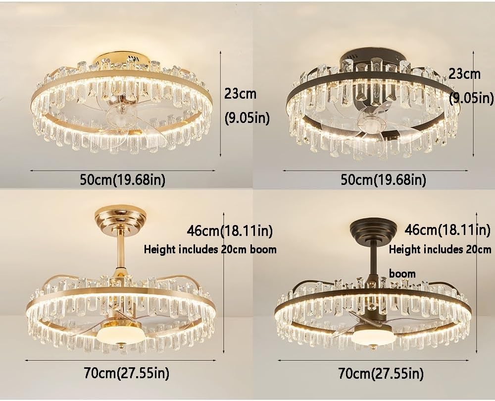Ceiling Fan with Light and Remote, Smart Ceiling Fan with Light, Crystal Ceiling Fan with Light, Low Profile Ceiling Fan with Remote Control, Living Room and Kitchen (Color : 2, Size : Ceiling Model