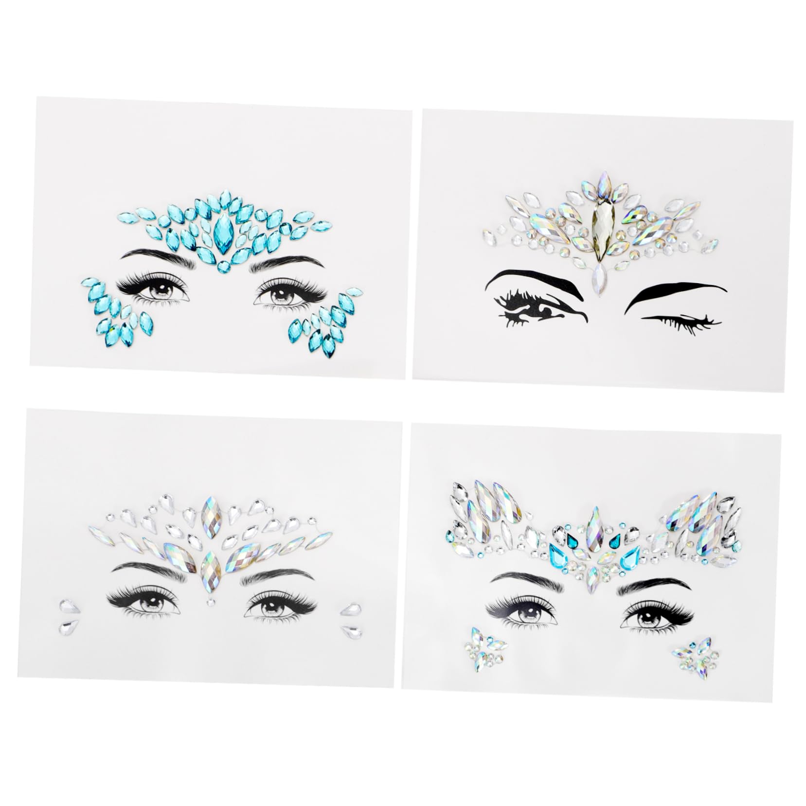FRCOLOR 12piezas Gemas Faciales De Brillantitos Pegatinas De Cuerpo Temporales Para Fiestas Maquillaje y Decoración De Ojos Fácil De Aplicar