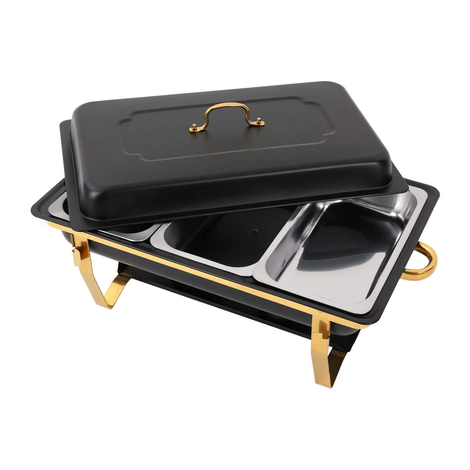 Chafing Dish Edelstahl Buffet Set 4 Stück Warmhaltebehälter Mit Deckel
