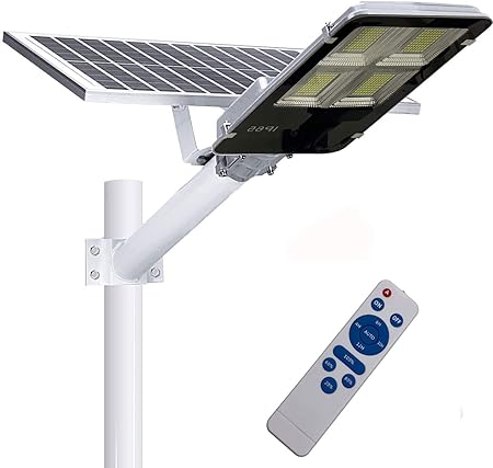 N-P Aluminium Led Solar Street Lights, 120W Outdoor Dusk To Dawn Pole Light With Remote Control, Waterproof, Ideal For Parking Lot, Stadium