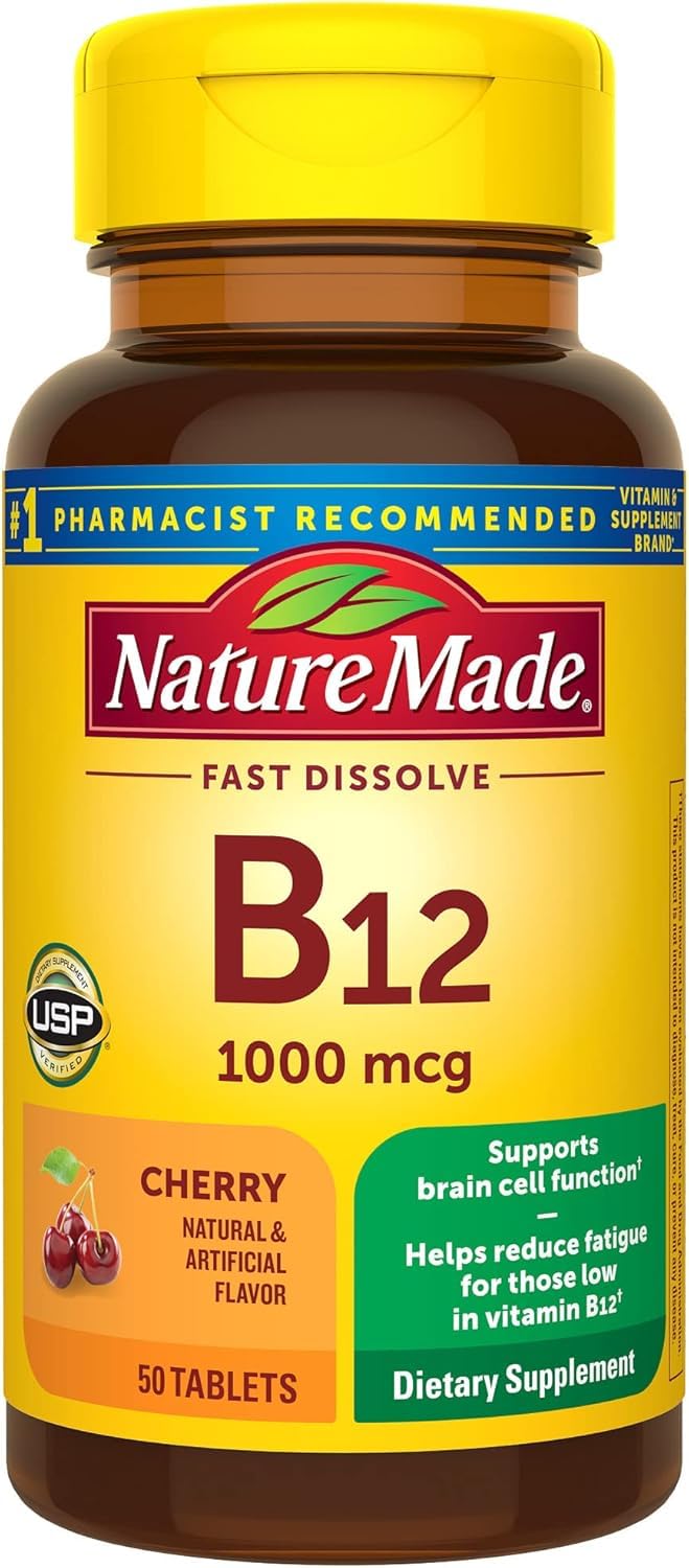 Nature Made Micro pastilhas de vitamina B12 1000 mcg sabor cereja, 100 unidades
