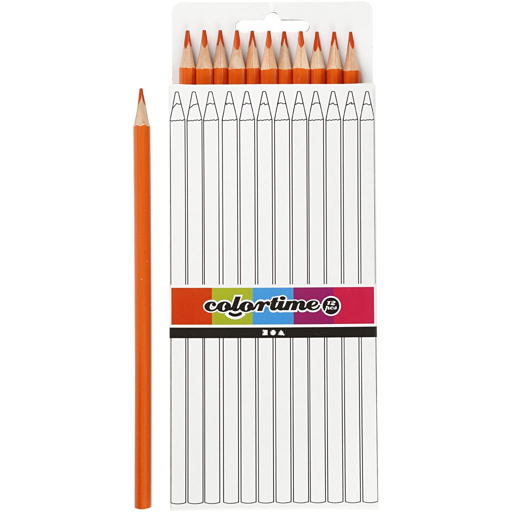 Colortime Colouring Pencils, Lead: 3 mm, L: 17 cm, Orange, Basic, 12pcs