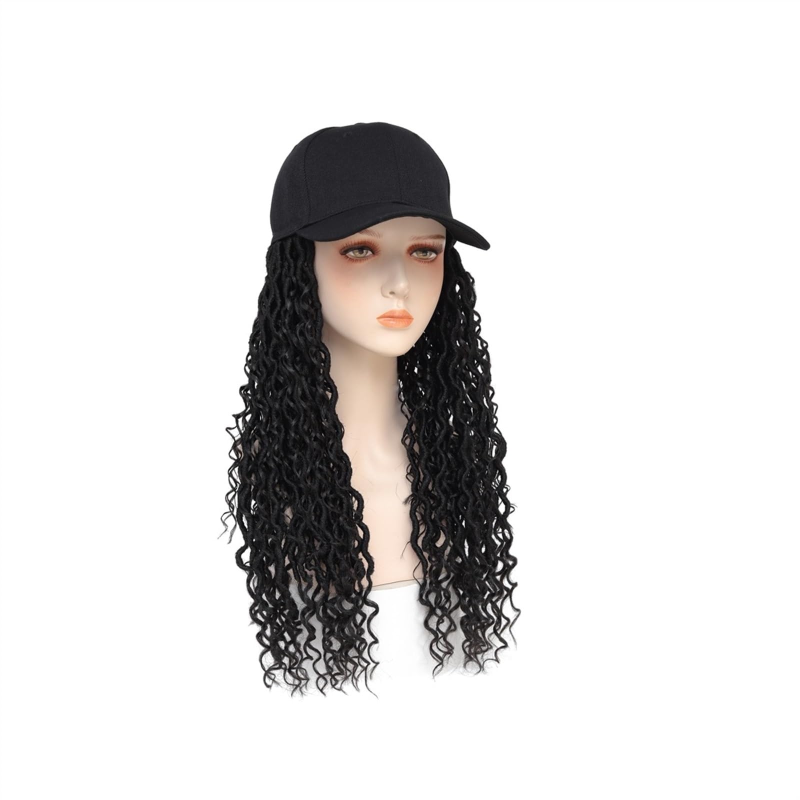 Wig Cap Peluca trenzada sintética Cabello trenzado rizado con sombrero Gorra de béisbol Pelucas for mujer(B)