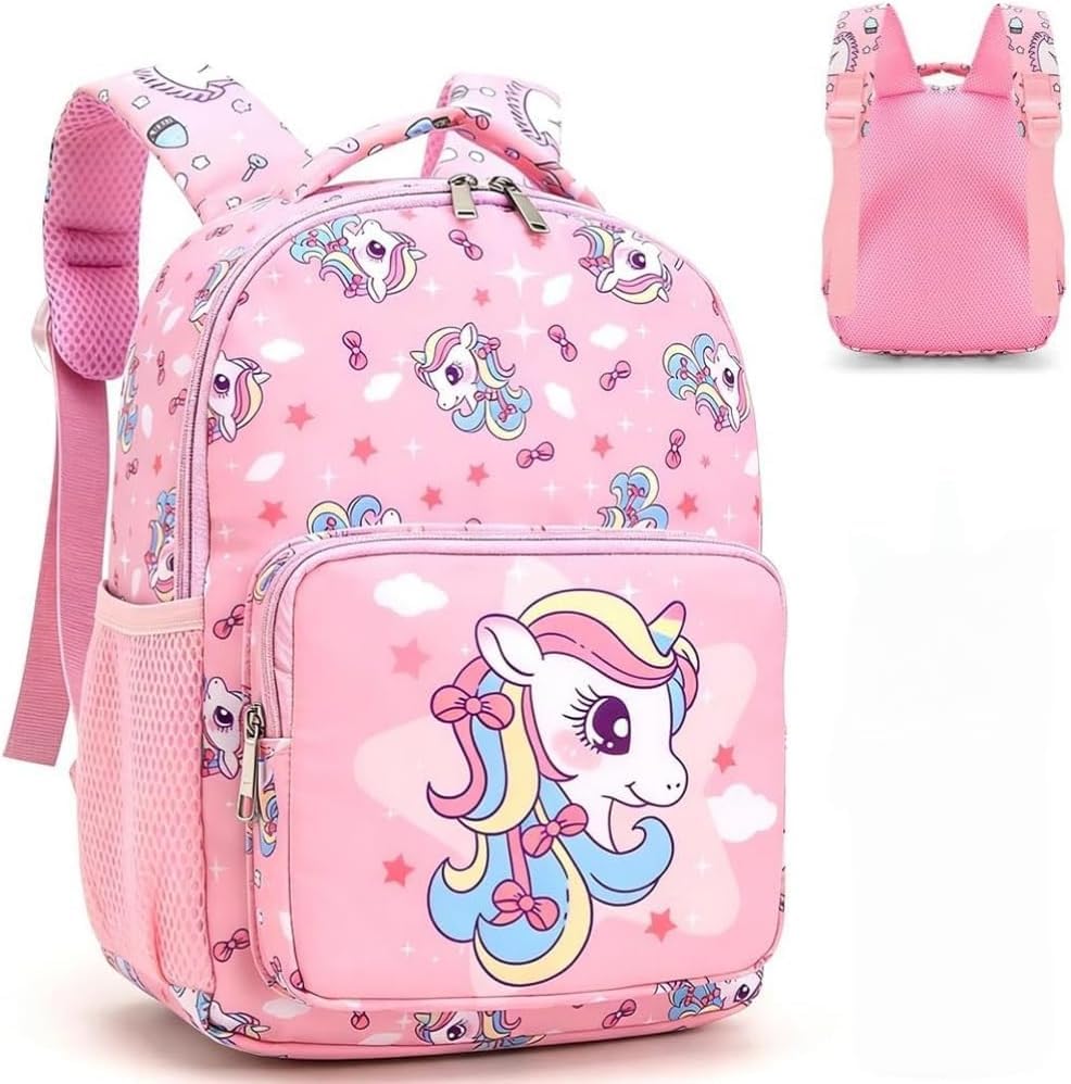 Unicornio Mochilas Infantiles, Unicornio Mochila Escolar con Estuche Lindo Mochila Preescolar Escolares Guarderia Bolsa de Escuela Primaria Cartoon Backpack para Kids Escolarizar, Viajar, Acampar