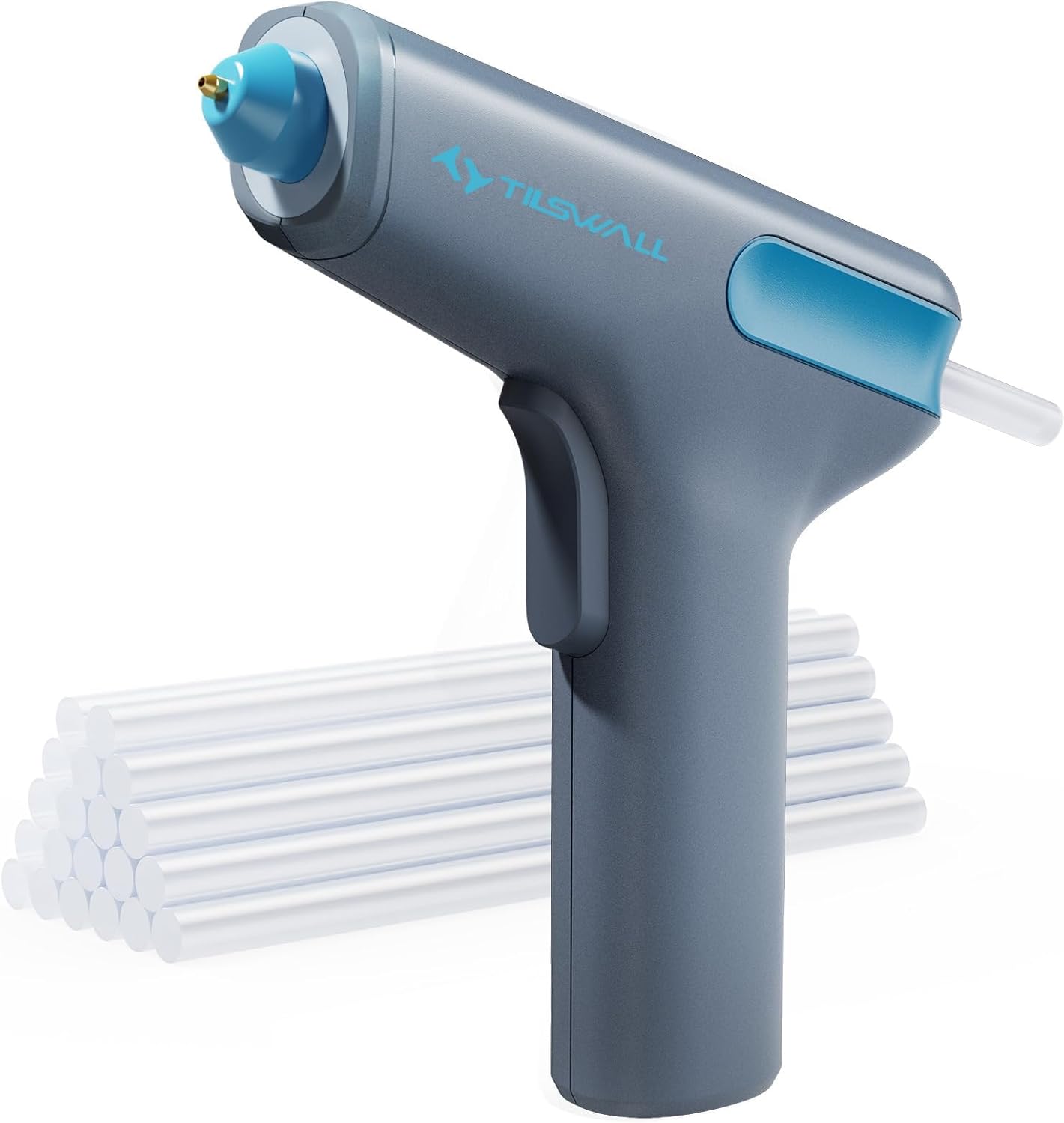 Tilswall Cordless Hot Glue Gun, Auto Gluing Out Dripless Glue Gun, 15s Fast Preheating Hot Glue Gun Kit with Base & 20 Glue Sticks, 2900mAh Type-C Rechargeable for Crafts, DIY, Quick Fix