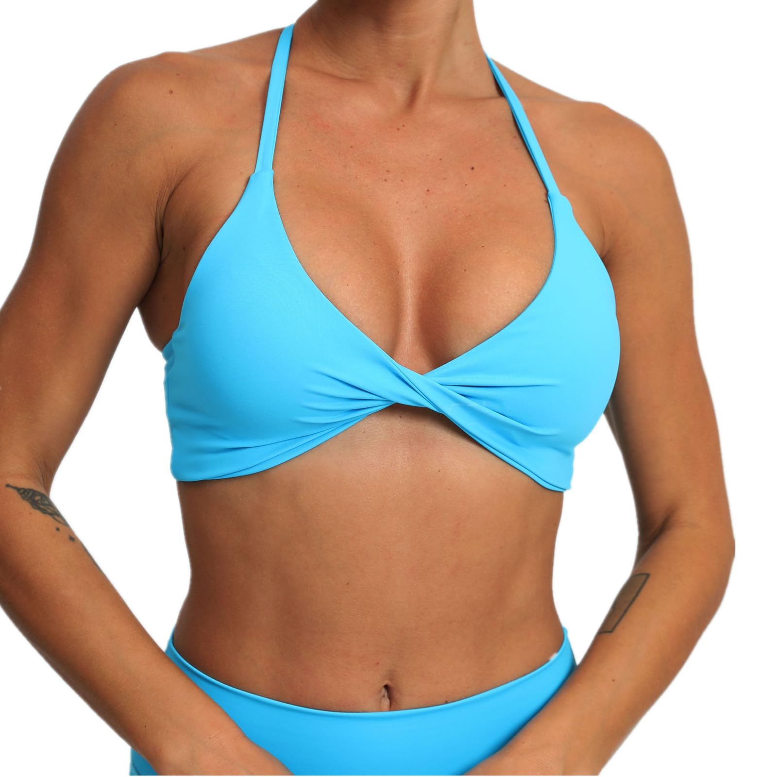 ABOCIW Sports Bras for Women Twist Criss-Cross Back Padded Workout Tank Tops Low Impact Gym Yoga Bra